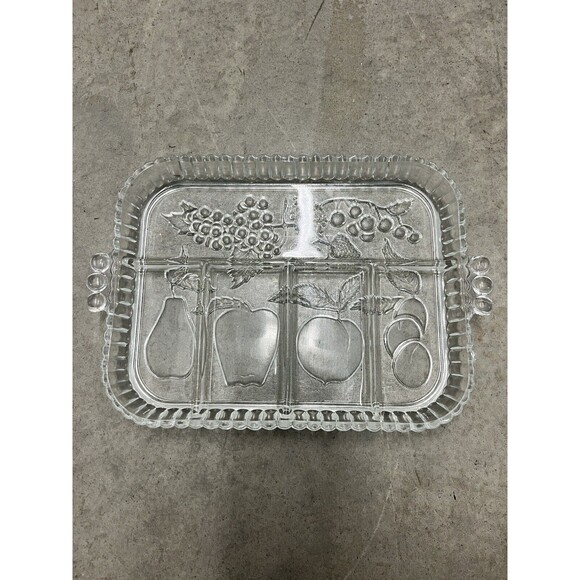 Indiana Glass Other - 5 Divided Indiana Clear Glass Relish Tray/Platter Fruit Design
